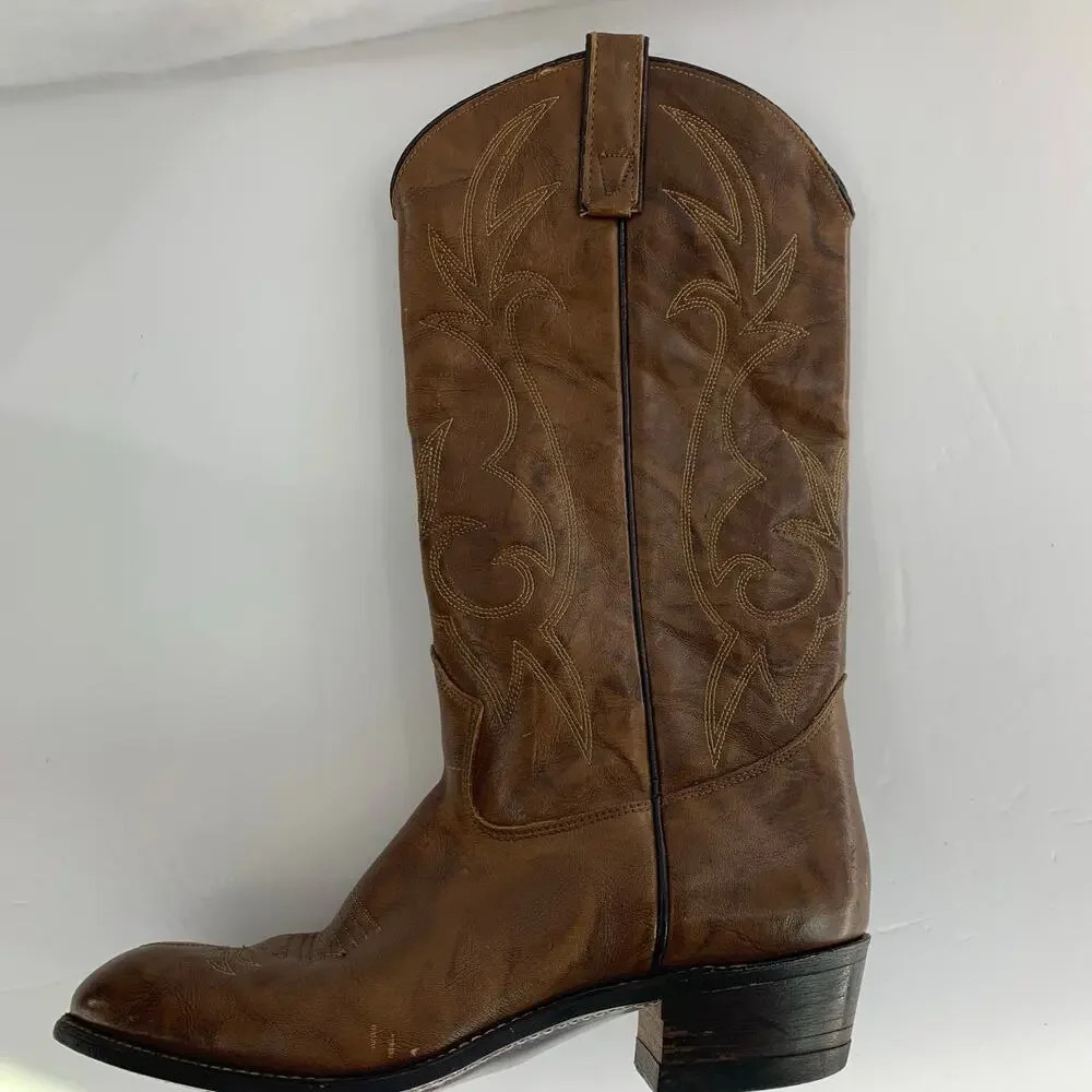 Texas Brand Western Cowboy Boots Brown Men's Size 9M